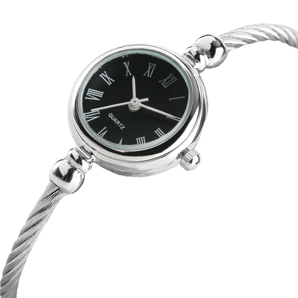 Elegant 2018 New Arrival Women Bangle Watch Roman Number Dial Quartz Wrist Watch Simple Rotating Twist Stainless Steel Band (3)