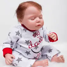 With Rooted Mohair 22 Inch Reborn Baby Dolls Realistic Silicone Babies Newborn Doll Lifelike Cloth Body Boy Kids Birthday Gift