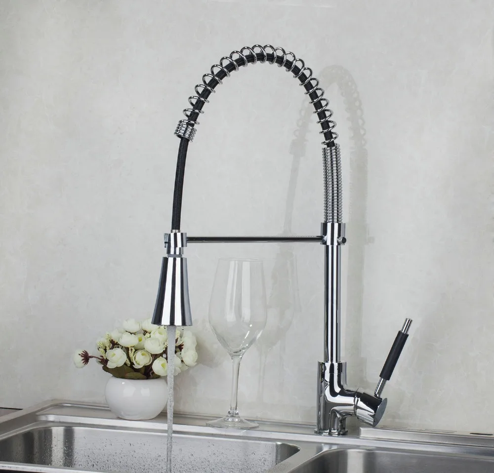 Torayvino 540mm 8538 1/4 Chrome Kitchen Pull Out Down Brass Swivel With