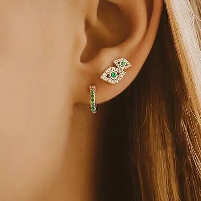 Маленькие серьги-гвоздики золотого и серебряного цвета с фианитами, Турецкий Дурной глаз, серьги-гвоздики для женщин, классические модные ювелирные изделия