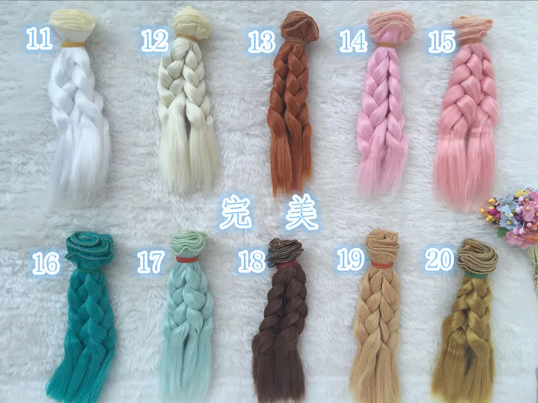 Wholesale 5pcs 15*100cm 48colors Purple/black Gray Girl Doll Wig Straight Hair Wig For BJD SD Fit for 1/12 Doll Accessories