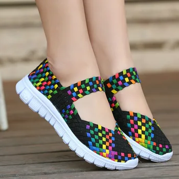 

Women Woven Shoes Nice Summer Breathable Handmade Shoes Fashion Comfortable Women Flats Casual Sneakers Sandals Big Size 27-62