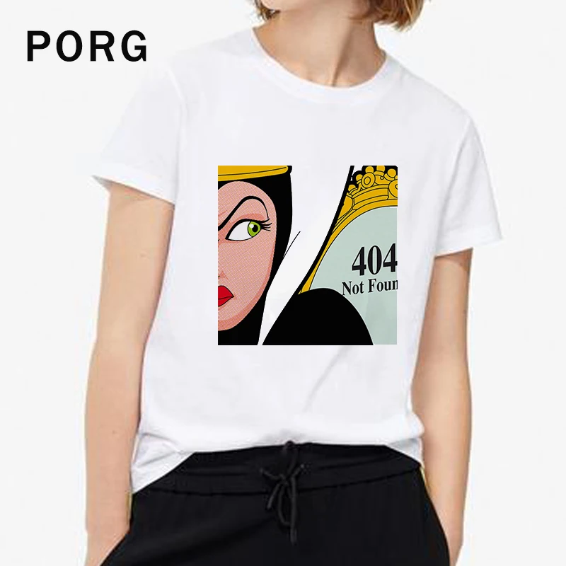 

Vintage 404 Not Found Queen Spoof tshirt print aesthetic TShirt korean style Aesthetic camisetas verano mujer 2019 t shirt women