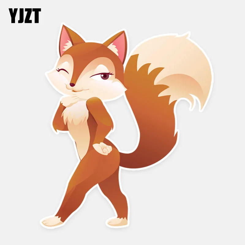 

YJZT 13CM*15.5CM Enchanting Fox PVC Car Window Sticker Animal Decal Car Accessories 5-1027
