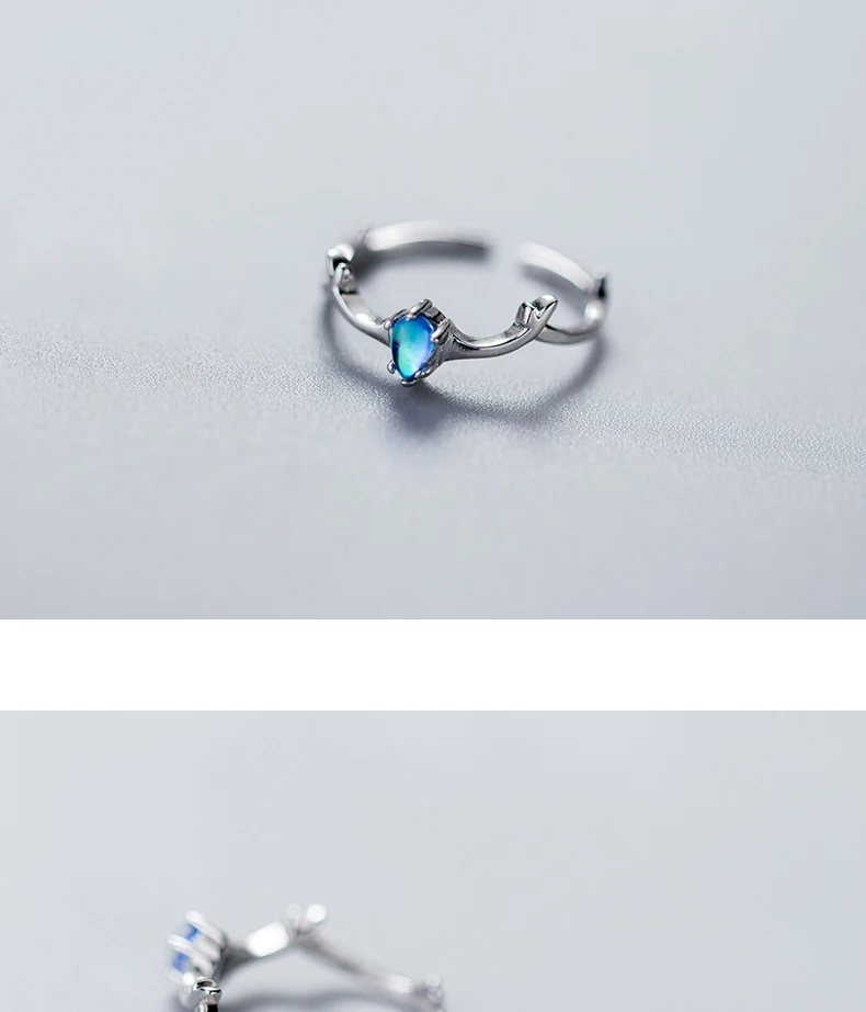 MloveAcc индивидуальные 925 пробы серебряные синие Кристальные Рога лося кольца для женщин Рождественский подарок серебряные 925 ювелирные изделия