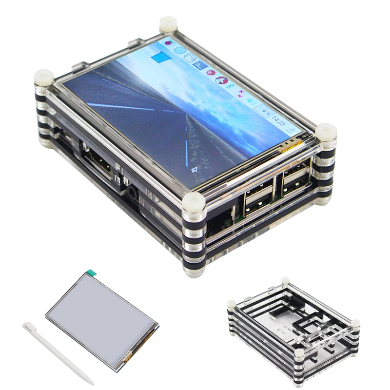 

Raspberry Pi 3 Touchscreen 3.5 inch LCD Touch Screen Dispaly Module + 9-layer Acrylic Case Box Kit for Raspberry Pi 3 Model B
