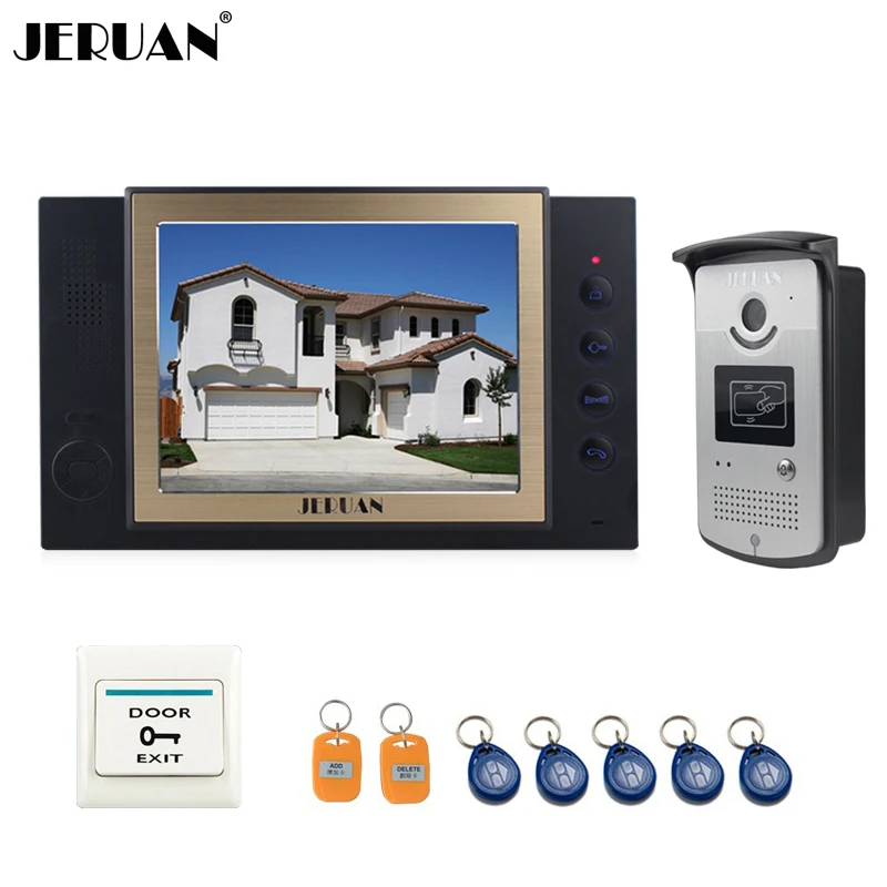 

JERUAN 8`` video door phone doorbell intercom system home access control system RFID video recoreding+photo storage+playback