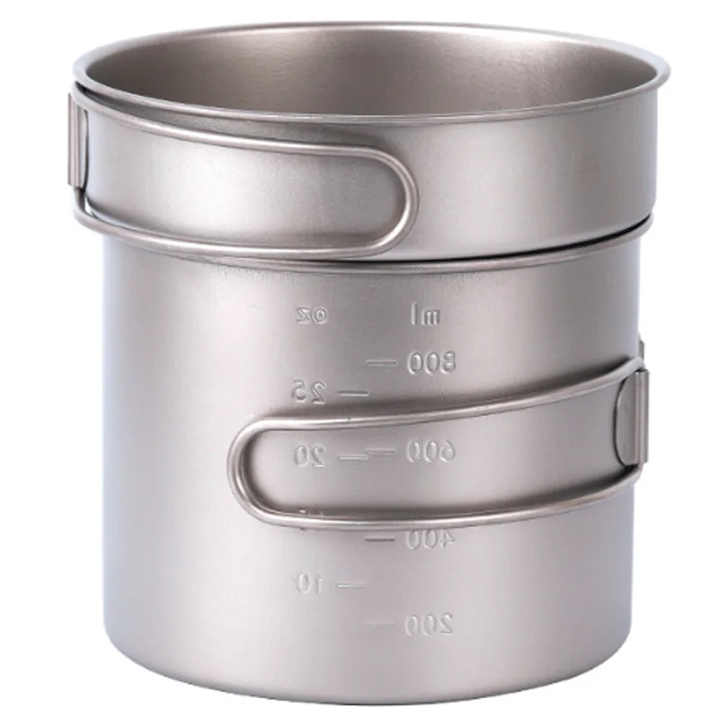 

1100Ml Titanium Pot Pan Set Super Lightweight Camping Cookware Set Outdoor Tableware Cooking Tool With Folding Handle
