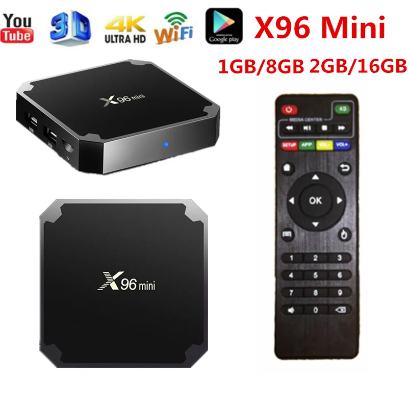 X96 Мини ТВ коробка Android 7,1 OS Smart tv BOX 2 Гб 16 Гб Amlogic S905W четырехъядерный поддержка 4 к 30tps 2,4 ГГц WiFi X96mini набор верхней коробки