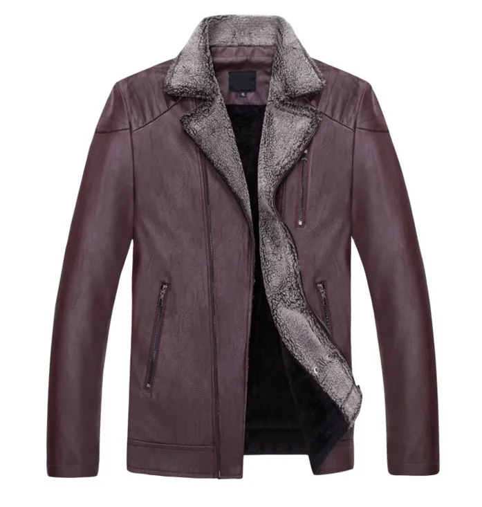 coffee Haute Pu Manteaux Vestes Noir Polaire En Casual rouge Cuir Qualité Moto Hiver Hommes Automne Veste Chaud wqZRf