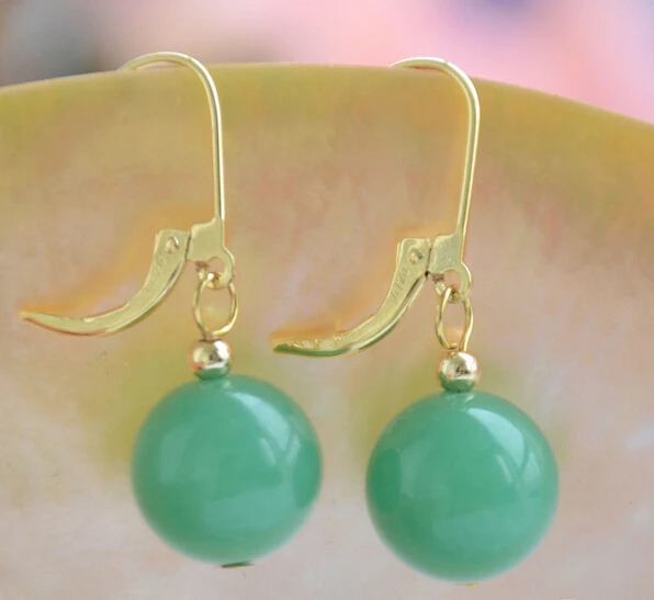 

free shippinbg 12258 green jade bead DANGLE EARRING