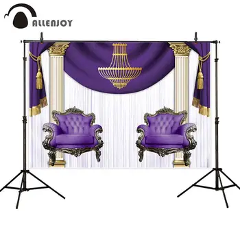 

Allenjoy photography photocall Purple Palace Curtain Pillar Chair newborn backdrops photo background photozone photobooth