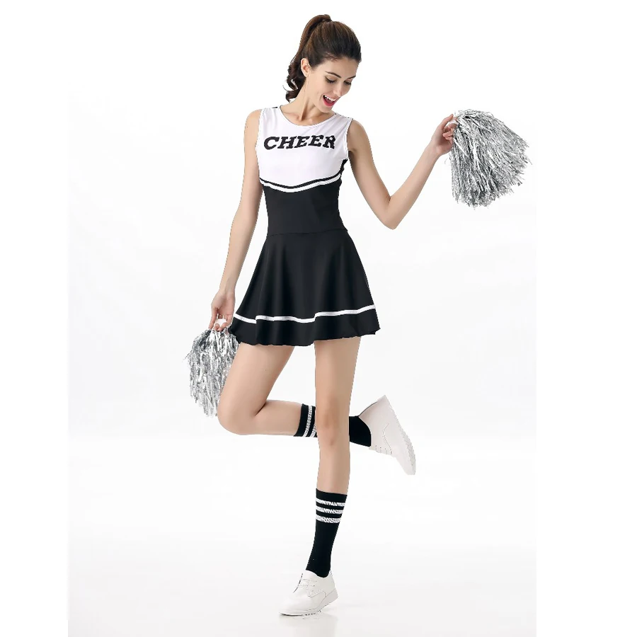 Women's Cheerleader Uniform Costume Soccer Carnival Party Outfit Knee Socks Sets