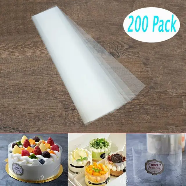 200pcs/Pack 29*5cm Transparent Cake Side Membrane Cake Plastic Wrap