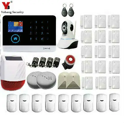 

Yobang Security WiFi GSM GPRS RFID Home Burglar Fire Alarm System With Wireless Outdoor Solar Siren Sensor IP Camera