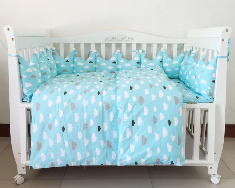 4 шт. Детская кровать бампер Nordic Стиль из хлопка с принтом Корона Форма ребенка бампер кровать вокруг анти столкновения Детская кровать