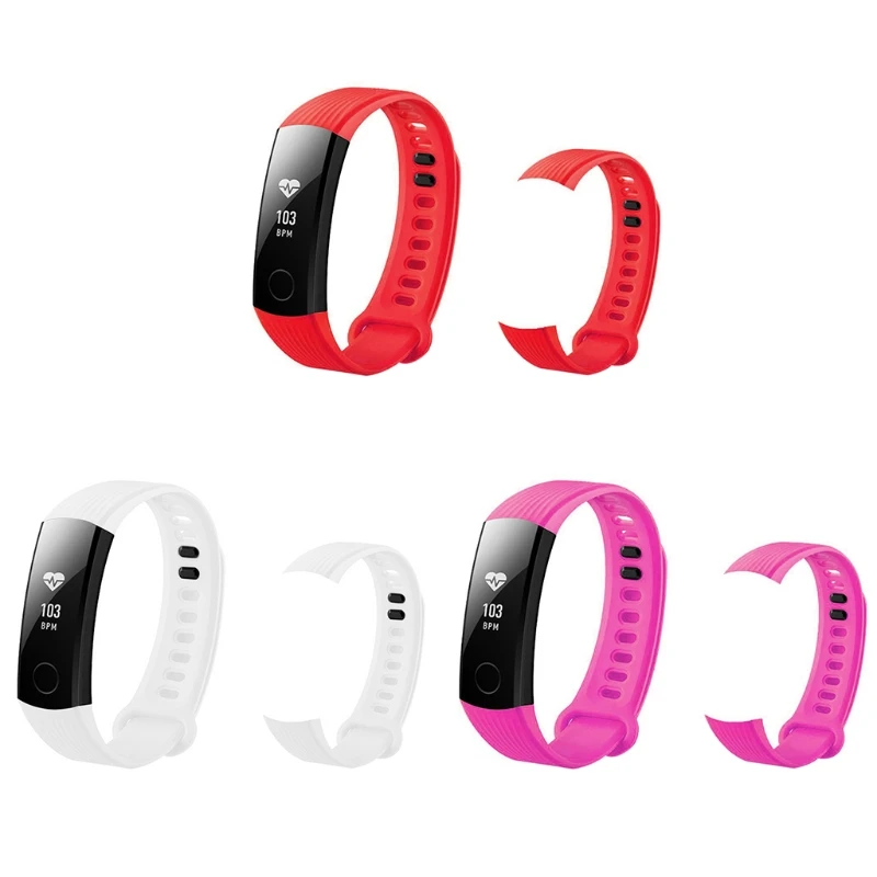Ремешок силиконовый для Huawei Honor Band 3 сменный черный Регулируемый универсальный