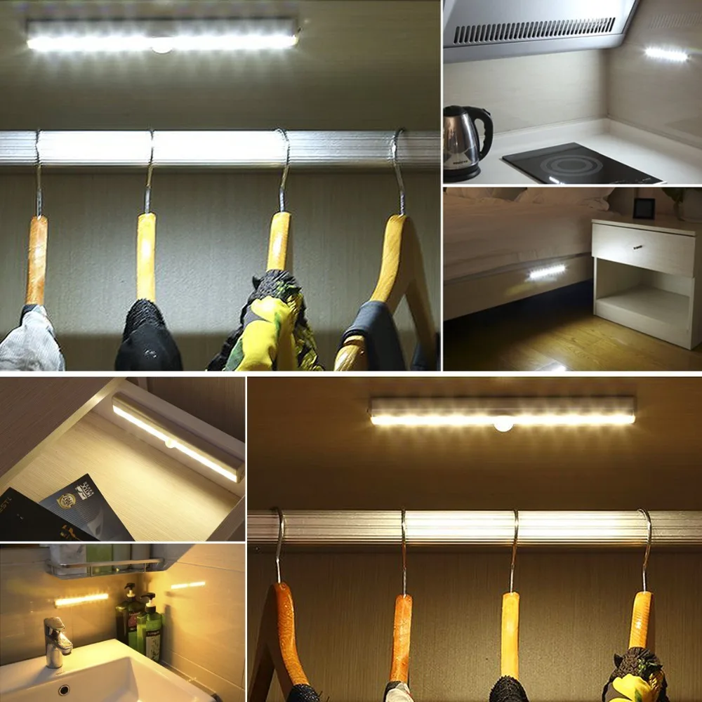 Датчик движения светодиодный светильник под шкаф s лампа батарея шкаф светильник петля для двери шкафа светильник спальня лампа Шкаф Кухонные лампы