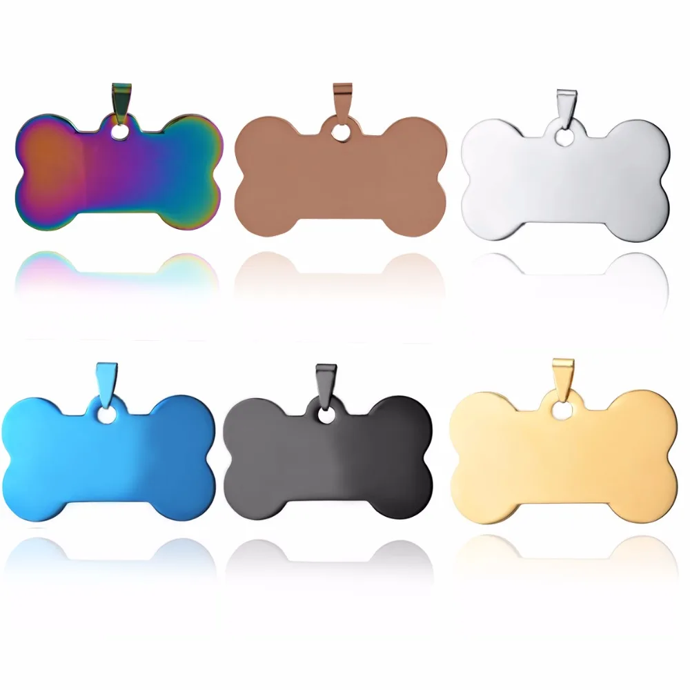

6 Colors Stainless Steel Bone Shape ID Dog Tags Necklace Military Army 316L ID Pendant Jewelry Wholesale Dropship