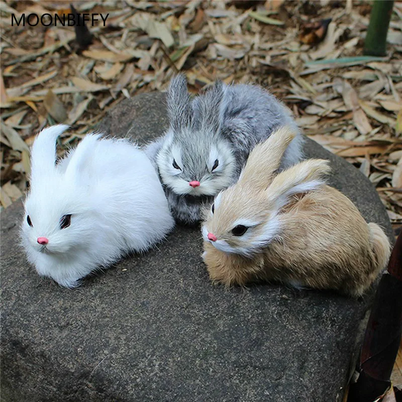 

15CM Mini Realistic Cute White Plush Rabbits Fur Lifelike Animal Easter Bunny Simulation Rabbit Toy Rabbit Model Birthday Gift