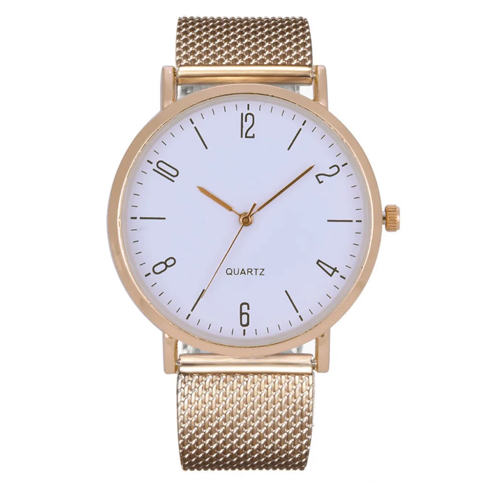 Часы наручные женские с большим белым циферблатом Простые Модные повседневные