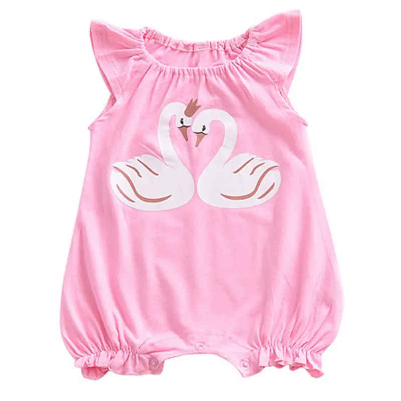 Baby Girl Summer Romper Toddler Infant Girl Pink Print Princess Rompers