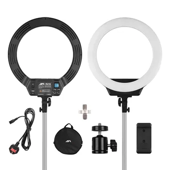 

AFI 16 Inch LED flash ring finger for Phone and Camera Lighting kit with LCD Display Phone Holder Carrying Bag for Makeup light