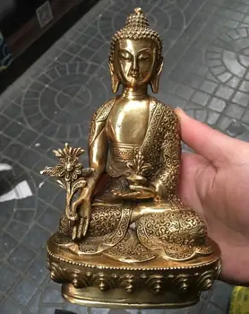 

15cm Buddhist supplies dedicated to the pharmacist Buddha Guanyin bronze statue