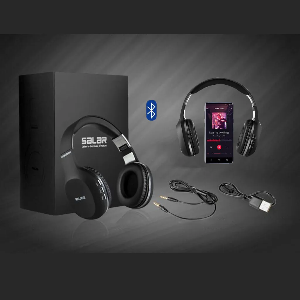 Salar N12 FM Hi-Fi стерео сабвуфер складной Беспроводной Bluetooth гарнитура игры С микрофоном спортивные наушники Auriculares# G