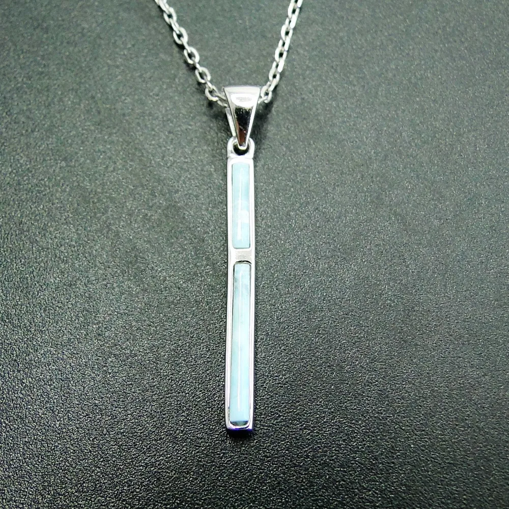 

New Design 925 Sterling Silver Pendants Fine Long Pendant with Natural Larimar Pendant for man and women without Chain