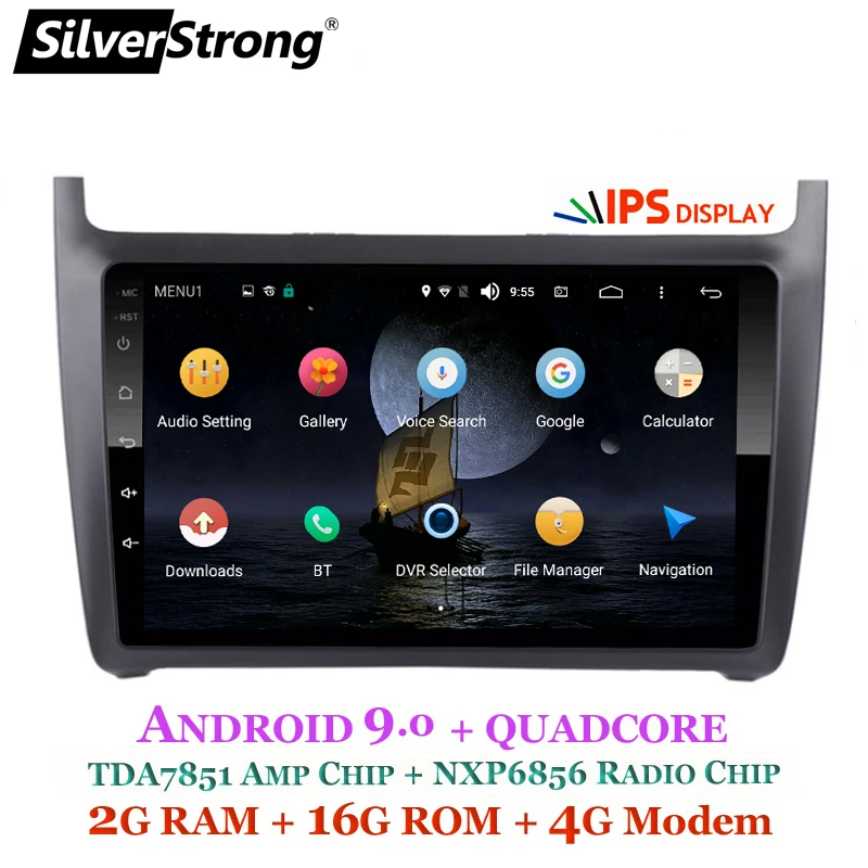 Clearance SilverStrong IPS Android9.0 4G Car GPS Radio for VolksWagen Polo New Android 9.0 2009 2010 2012 2013 2014 2015 RDS DVR 2