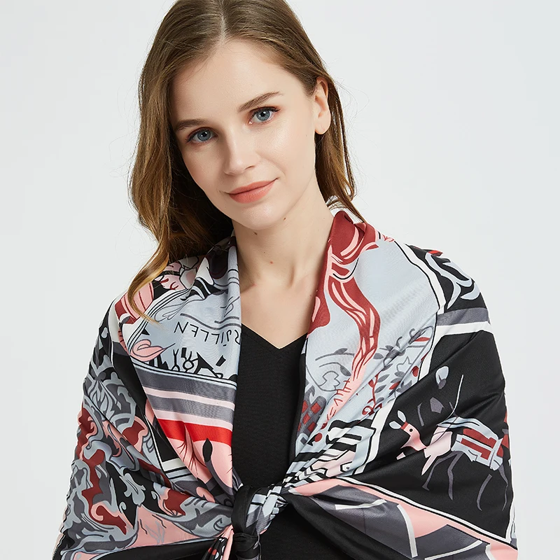  [FEILEDIS]2019 Brand bandana women silk scarf luxury scarves for ladies shawls big size handkerchie