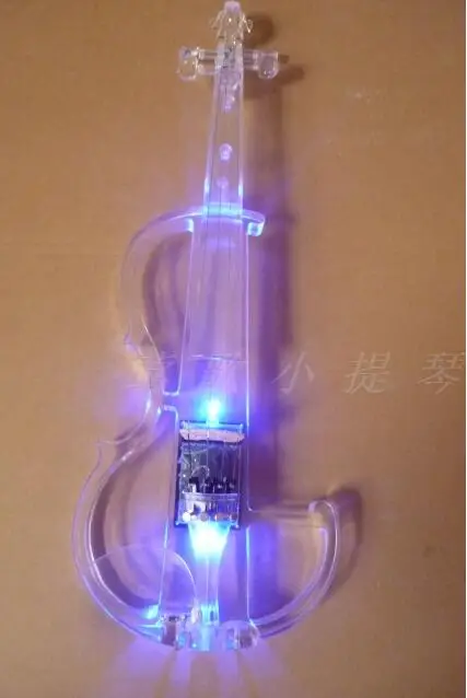 Cheap DHL shipping High-grade crystal transparent organic glass colorful electronic violin for performance,send case+bow +rosin 4/4