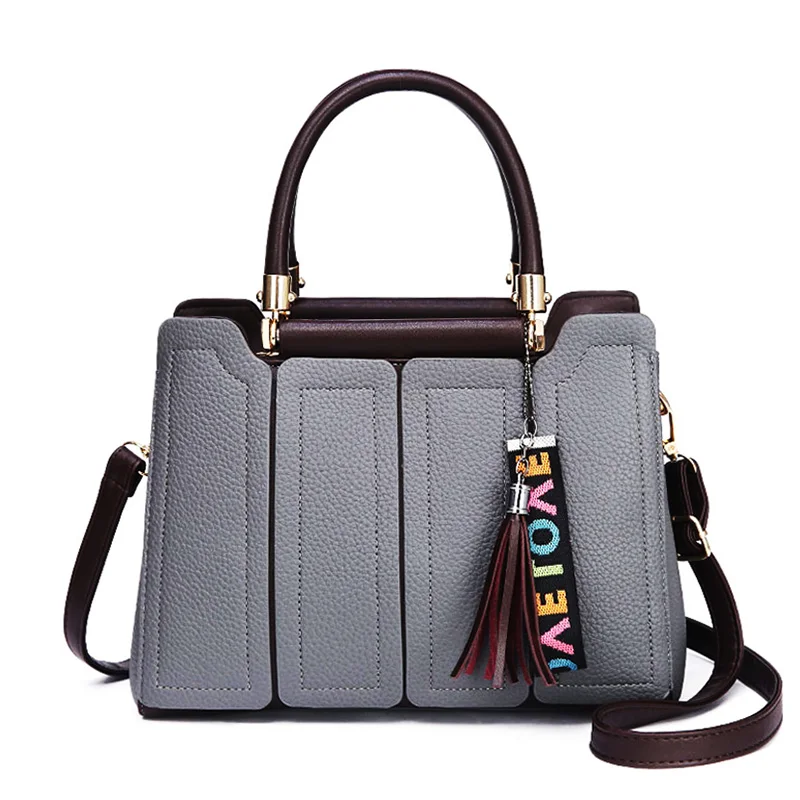 Women Leather Handbags Tassel Female Stitching Messenger Shoulder Bag Ladies Crossbody Bags Bolsa Top-Handle Purse Tote SS7236 (1)
