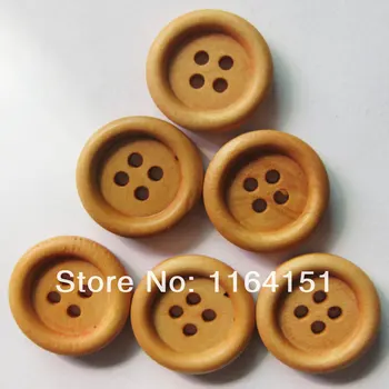 

20/50pcs 20mm 4 holes china Primary Color natural wooden buttons bulk sewing assorted button for craft sewing round buttons