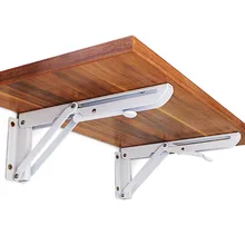 2Pcs 8-12Inch White Triangle Folding Angle Bracket Adjustable Wall Mounted Durable Bearing Shelf Bracket DIY Home Table Bench