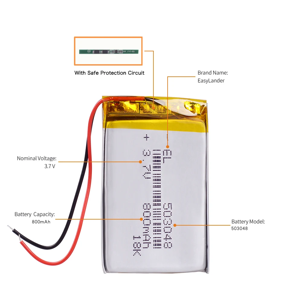 48x30x5 мм перезаряжаемая 503048 800mAh литий ионная батарея 3 7 V Вольт полимерная Li po