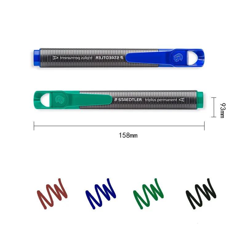 4 шт. Staedtler 3552 Triplus ermanent маркер 2 0 мм синий/черный/красный/зеленый цвет для офиса и