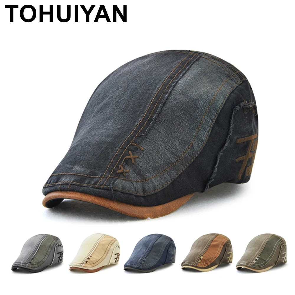 

TOHUIYAN Classic Newsboy Cap Men Hat Vintage Cotton Gatsby Caps Baker Boy Hats Casual Boina Flat Cap For Man Chapeau Homme