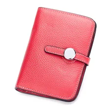 Mode Weibliche Echtem Leder Brieftaschen Frauen Rinds Haspe Handtasche Kurze Handtasche Für Mädchen Damen Geld Pouch Carteira Feminina