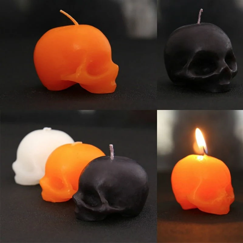 

Bleeding skull candle crying candles Halloween Small smokeless Skeleton terror candle Red Brain inside Skull Candle 1 PC