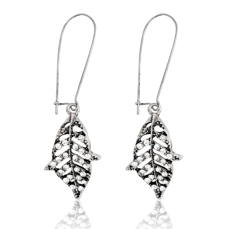 

Miss Zoe Hollow Leaf Beads Drop Earrings Charm Danglers Antique gold silver Ethnic Vintage BOHO Ear Jewelry Gift for Women