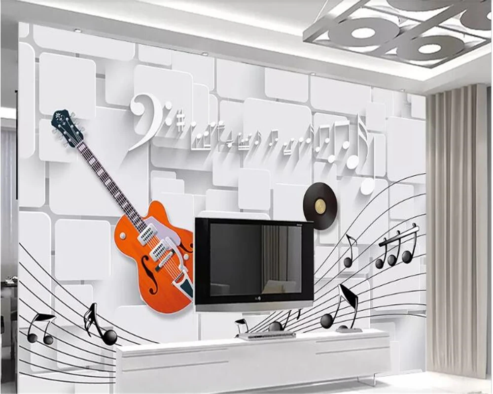 Beibehang обои домашний Декор Пользовательские Настенные обои гитара Музыка фото обои фон Настенные обои 3d на стену
