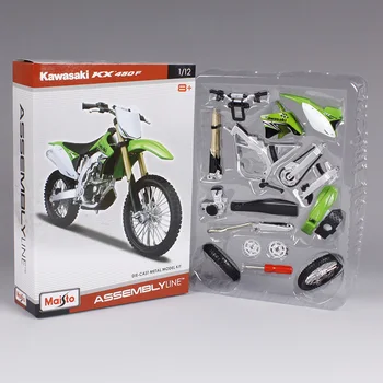 

Maisto 1:12 kawasaki kx 450f motorcycle diecast metal model kits assemble motorcar diecast put together motorbike model 39175