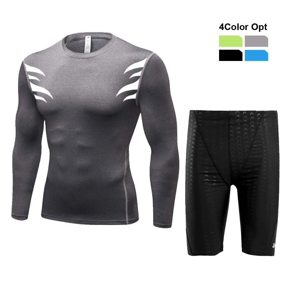 

Men Boy Swim Top T Shirt Trunks Boxers Shorts Swimwear Short Pants SwimSuit Swimming Wear Long Sleeves for Beach Spa Pool kkj76