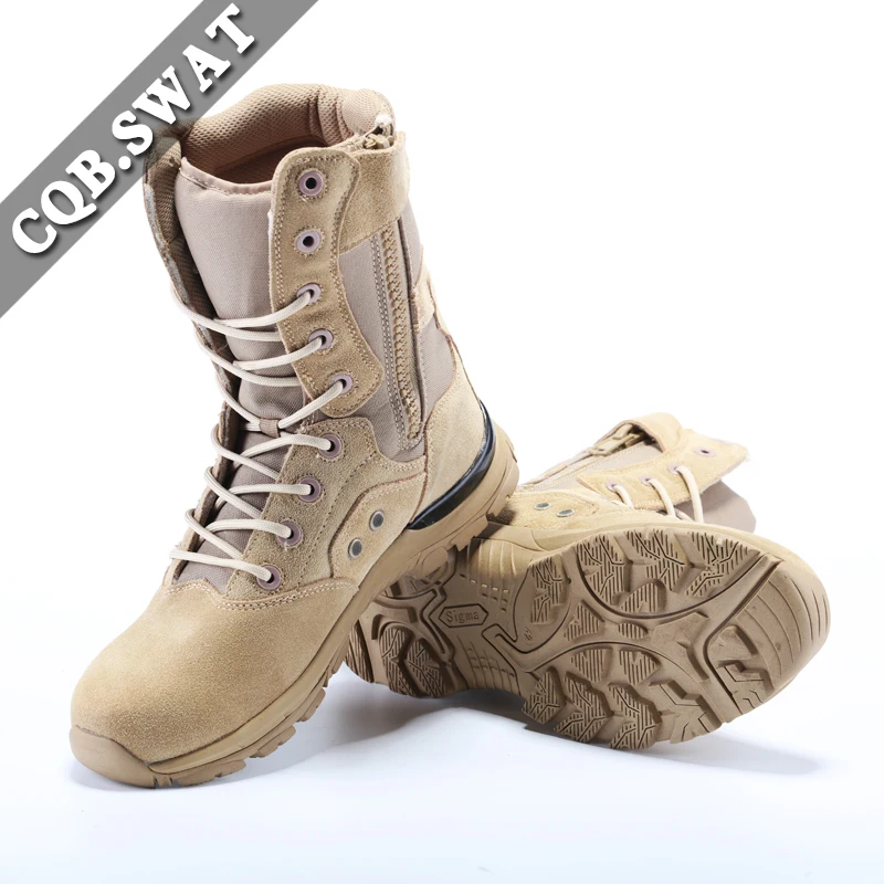 

CQB.SWAT New Design Military Tactical Mens Cow Suede Desert Boot Walking Breathable Lace-up Solid Sand Boot ZD-HS Black Sand