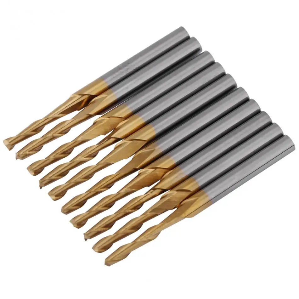 

10Pcs Spiral End Mills Titanium Coated Double-flute End Mill Cutter Carbide Milling Cutter 2mm Cutting Edge Diameter Wholesale