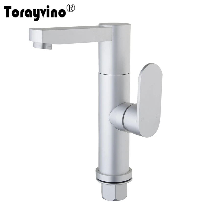 

Torayvino Bathroom Basin Oxidation Space Aluminium Metal Materials Single Hole Single Handle Deck Mounted Mixer Faucet TKL005