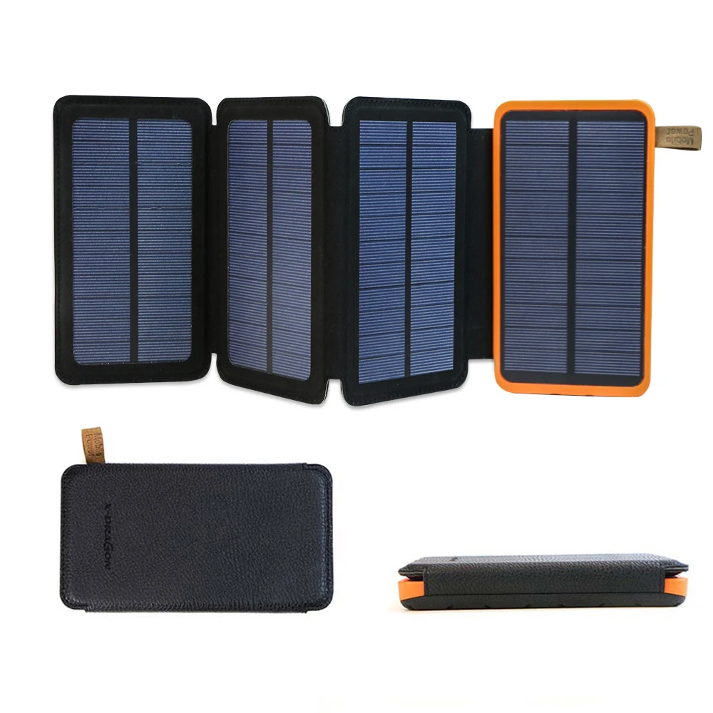 

Portable Solar Battery Charger 10000 mAh Rechargeable Solar Power Bank Waterproof Solar System USB Charging for Cellphones etc.
