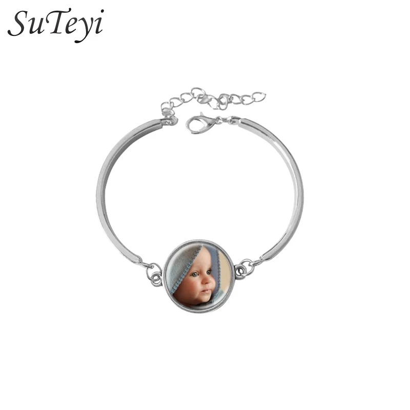 Suteyi Bracelet Dore Personnalise Photo De Votre Bebe Maman De L Enfant Grand Pere Parent Bien Aime Cadeau Pour La Famille Aliexpress